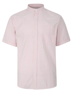 KAM Grandad Stripe Shirt Pink